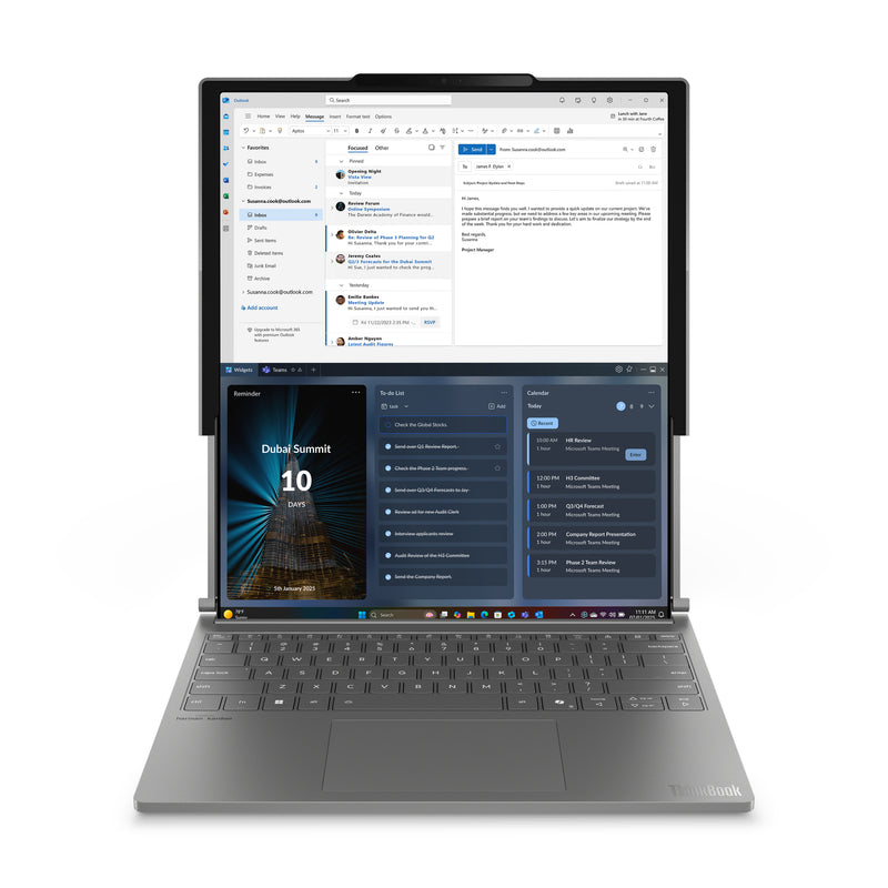 Lenovo ThinkBook Plus G6 Rollable Copilot+ PC Intel Core Ultra 7 258V Laptop 42,4 cm (16.7") 32 GB LPDDR5x-SDRAM 1 TB SSD Wi-Fi 7 (802.11be) Windows 11 Pro Schweiz Grau