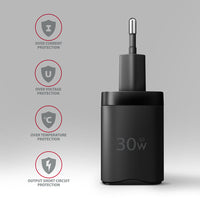AXAGON ACU-PQ30 Ladegerät QC3.0, 4.0/AFC/FCP/PPS/Apple + PD USB-C, 30W - schwarz