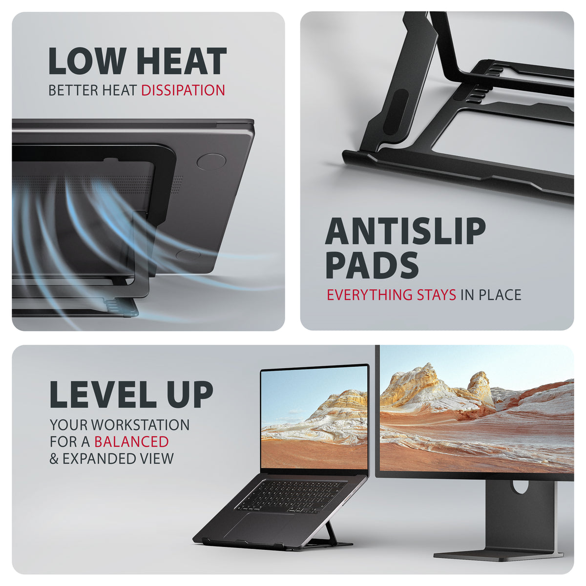 Axagon STND-LAB Laptop-Ständer, höhenverstellbar, faltbar, Aluminium Laptop- & Tablet-Ständer Schwarz 43,9 cm (17.3")