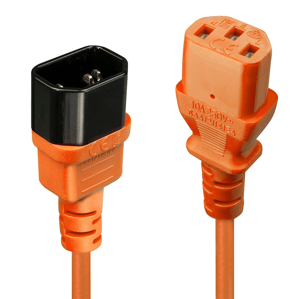 Lindy 30473 Stromkabel Schwarz, Orange 0,5 m C14-Koppler C13-Koppler