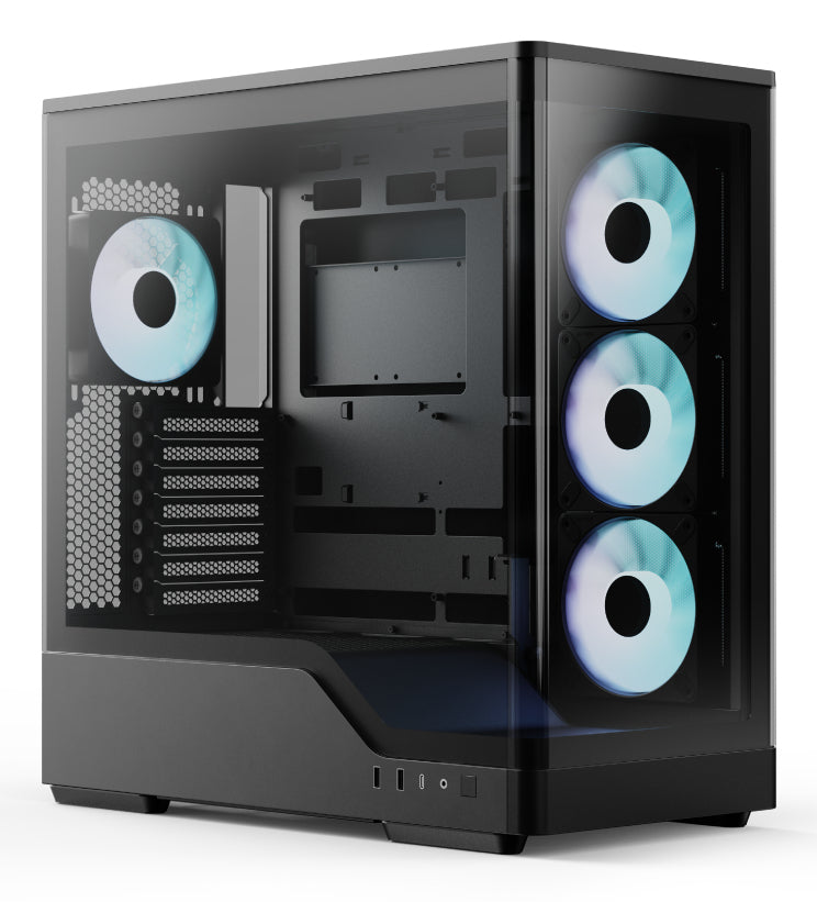Aerocool P500A PC-Gehäuse, Midi-Tower, ATX, Tempered Glass, RGB - schwarz – Ansicht 2