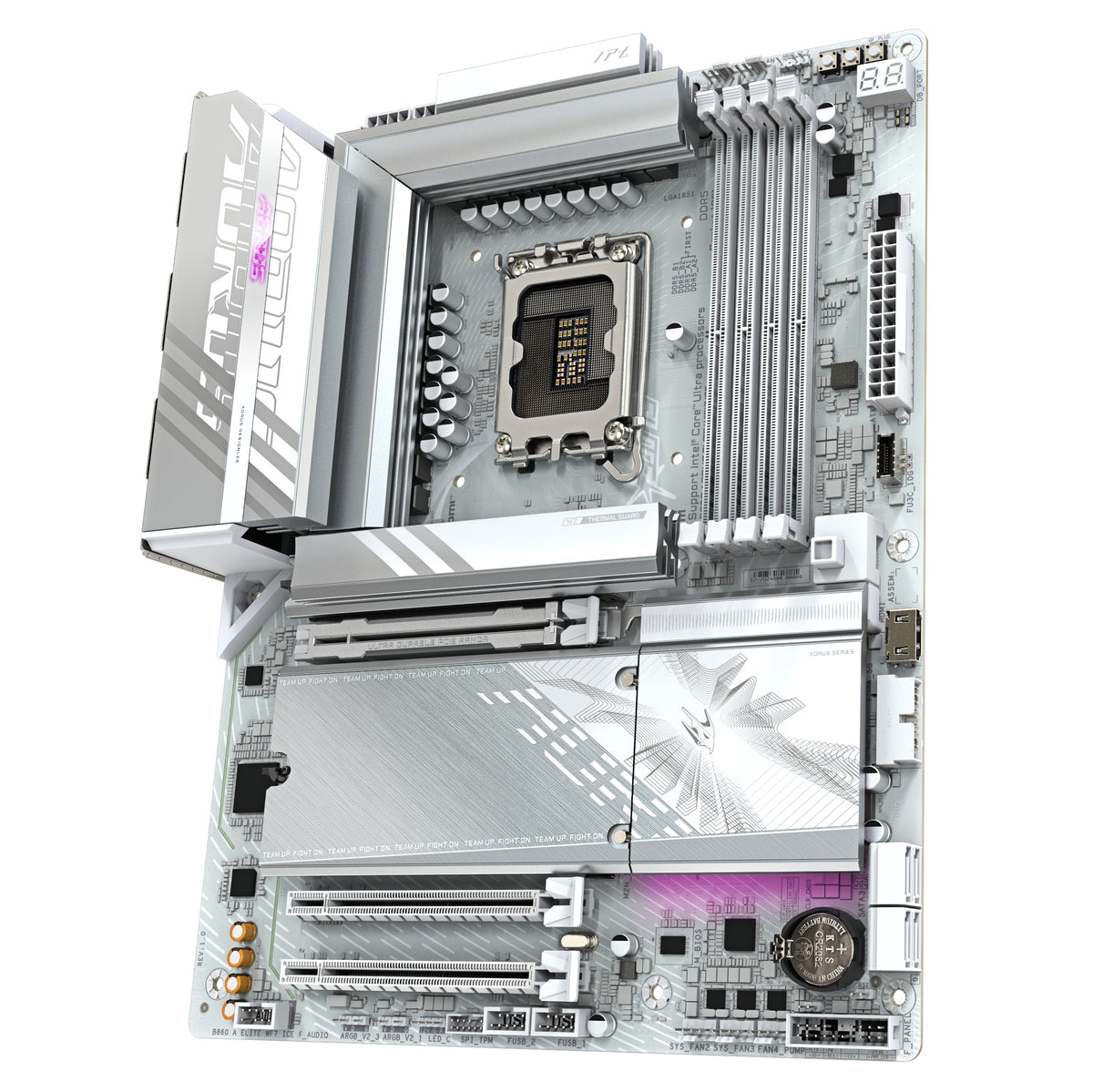 GIGABYTE B860 AORUS ELITE WIFI7 ICE Mainboard - Intel Core Ultra CPUs, 14+1+2+1 Phasen VRM, bis zu 9200MHz DDR5, 1xPCIe 5.0 + 2xPCIe 4.0 M.2, 2,5 GbE LAN, WIFI 7, USB 4