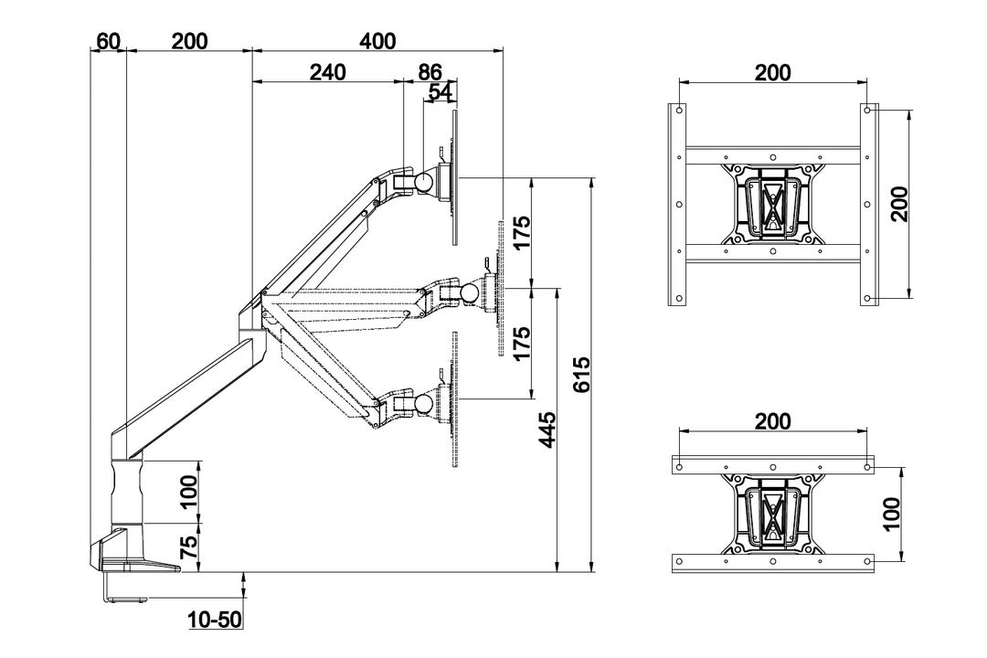 Multibrackets 7130 Flachbildschirm-Tischhalterung 124,5 cm (49") Tisch/Bank Silber