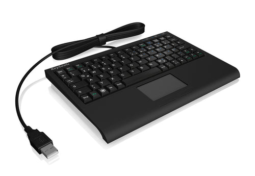 KeySonic ACK-3410 (US) Super-Mini Tastatur, Smart-Touchpad, USB, schwarz