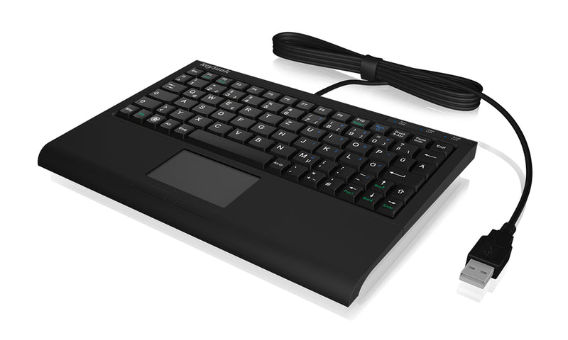 KeySonic ACK-3410 (US) Super-Mini Tastatur, Smart-Touchpad, USB, schwarz