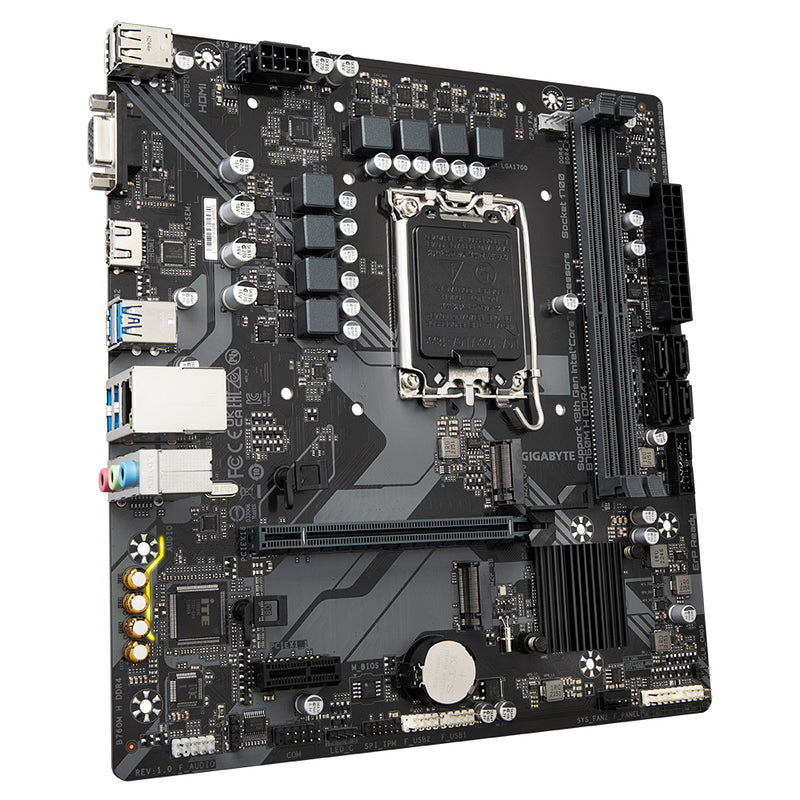 GIGABYTE B760M H DDR4 Motherboard - Unterstützt Intel Core 14. Generation CPUs, 6+1+1 Phasen Digital VRM, bis zu 3200MHz DDR4 (OC), 2xPCIe 4.0 M.2, GbE LAN, USB 3.2 Gen1