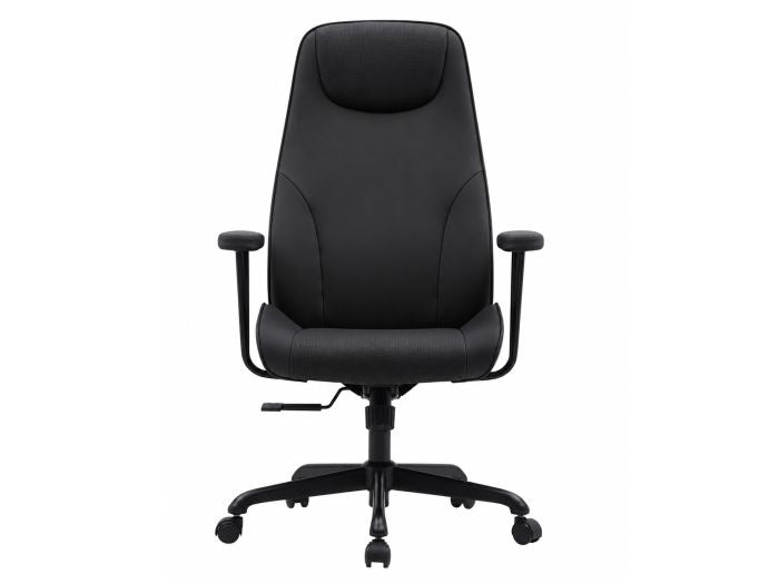Equip 651022 Ergonomischer Chefsessel, gepolsterte Armlehnen, Butterfly-Mechanik, verchromtes Fußkreuz, höhenverstellbar, um 360° drehbar, Schwarz