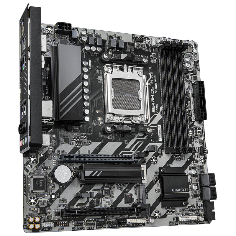 GIGABYTE B840M DS3H WIFI6 Mainboard – AMD Ryzen 9000 Prozessoren, 8+2+2 Phasen VRM, bis zu 8200 MHz DDR5, 2 x PCIe 4.0 M.2, Wi-Fi 6, 2,5 GbE LAN, USB 3.2 Gen 1