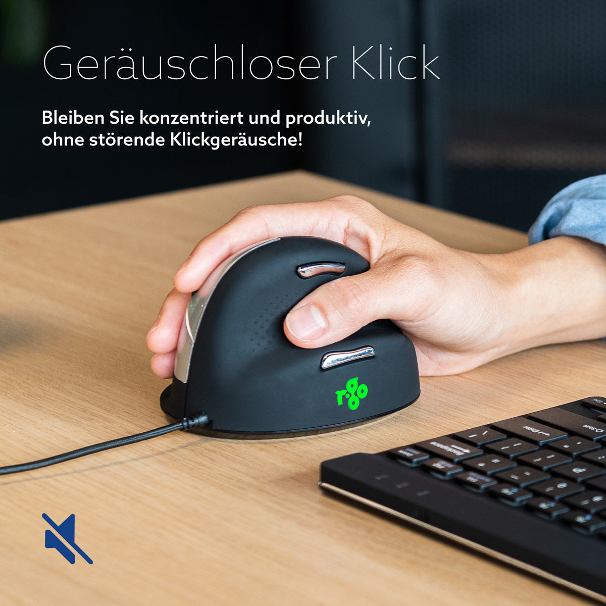 R-Go Tools Ergonomische Maus R-Go HE Break mit Pausensoftware, medium (Handlänge 165-185mm), Rechtshänder, verkabelt, schwarz