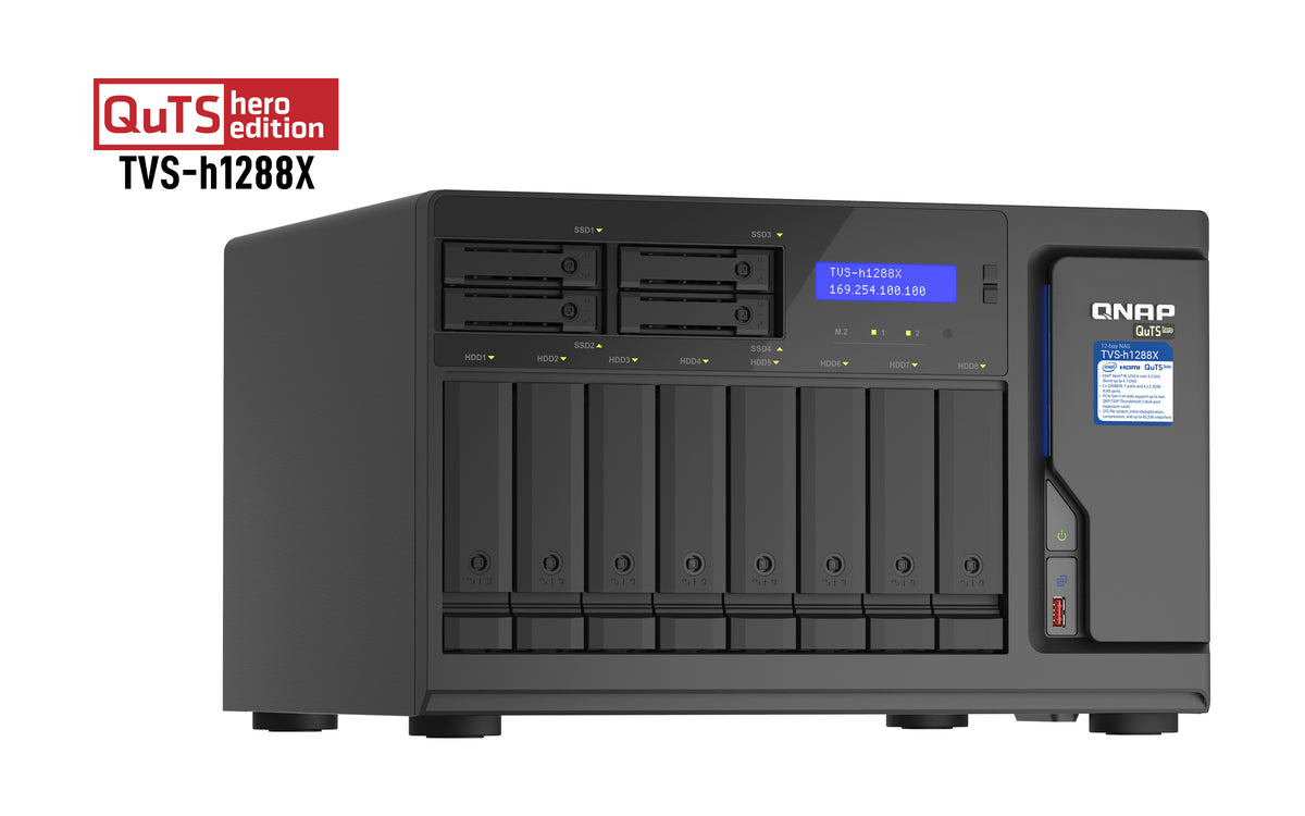 QNAP TVS-h1288X NAS Tower Intel® Xeon® W-1250 16 GB DDR4 0 TB QuTS hero Schwarz