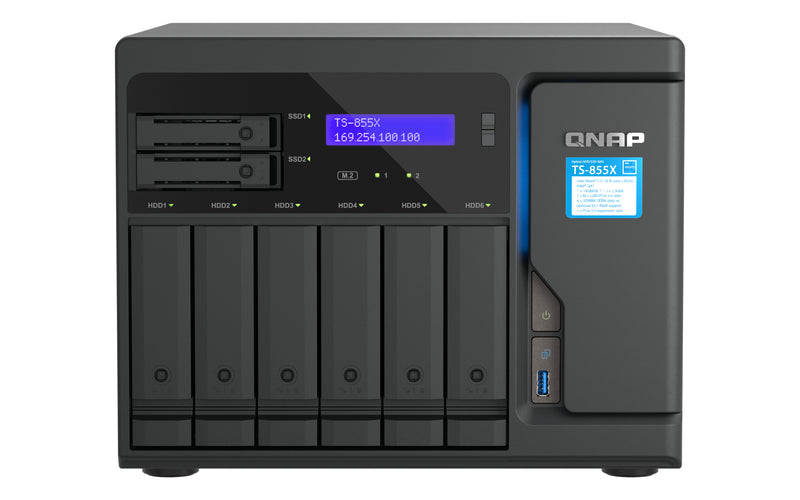 QNAP TS-855X SAN Tower Intel Atom® C5125 8 GB DDR4 0 TB QNAP QTS Schwarz