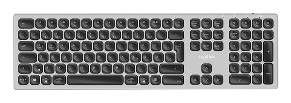 LogiLink ID0213 Tastiera per ufficio domestico RF Wireless + Bluetooth QWERTZ Tedesca Grigia