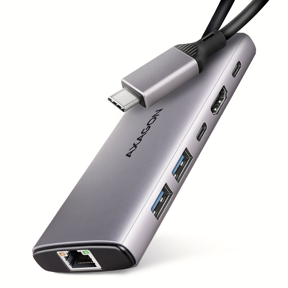 Axagon HMC-6G2L USB 10Gbps hub, 2x USB-A, 1x USB-C, HDMI 4k/60Hz, RJ-45, PD 100W
