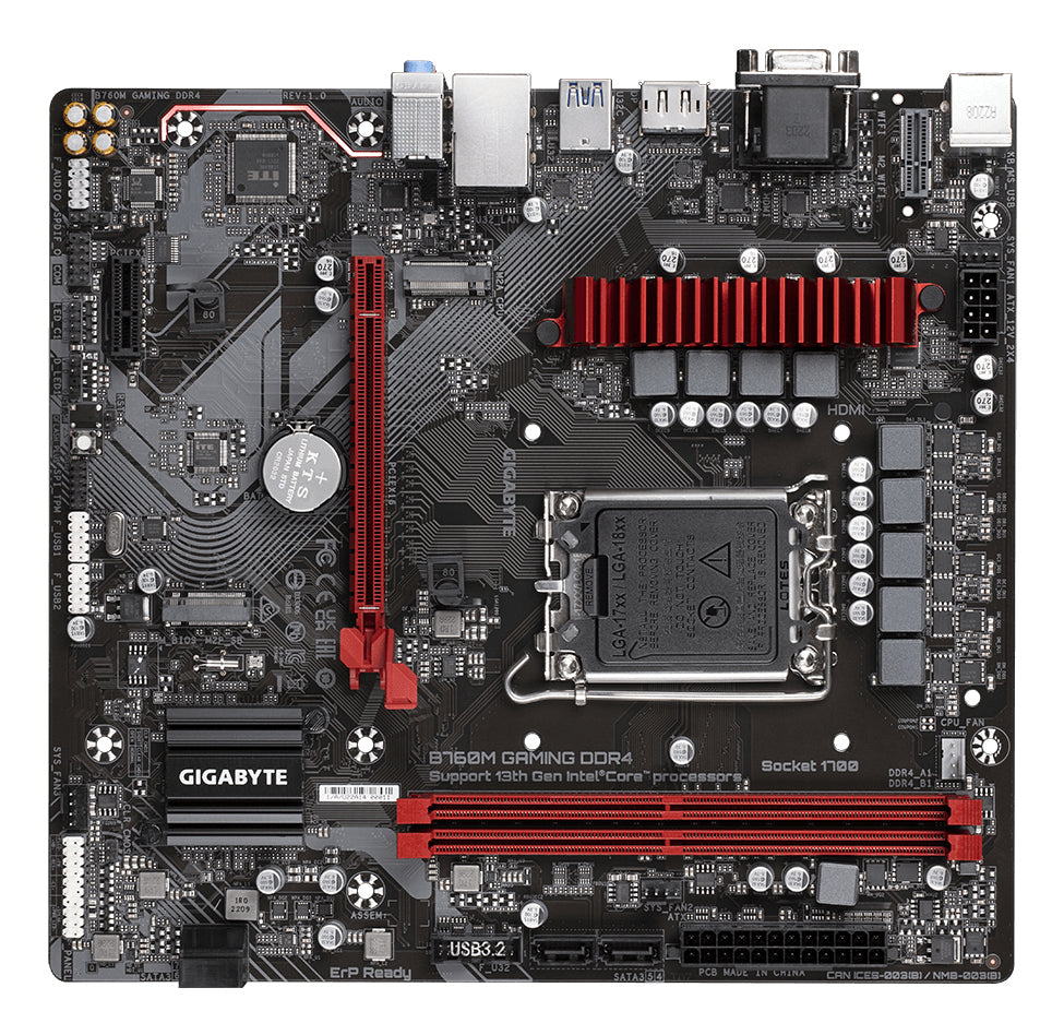 GIGABYTE B760M GAMING DDR4 Motherboard - Unterstützt Intel Core 14. Generation CPUs, 6+2+1 Phasen Digital VRM, bis zu 5333MHz DDR4 (OC), 2xPCIe 4.0 M.2, 2.5GbE LAN, USB 3.2 Gen1