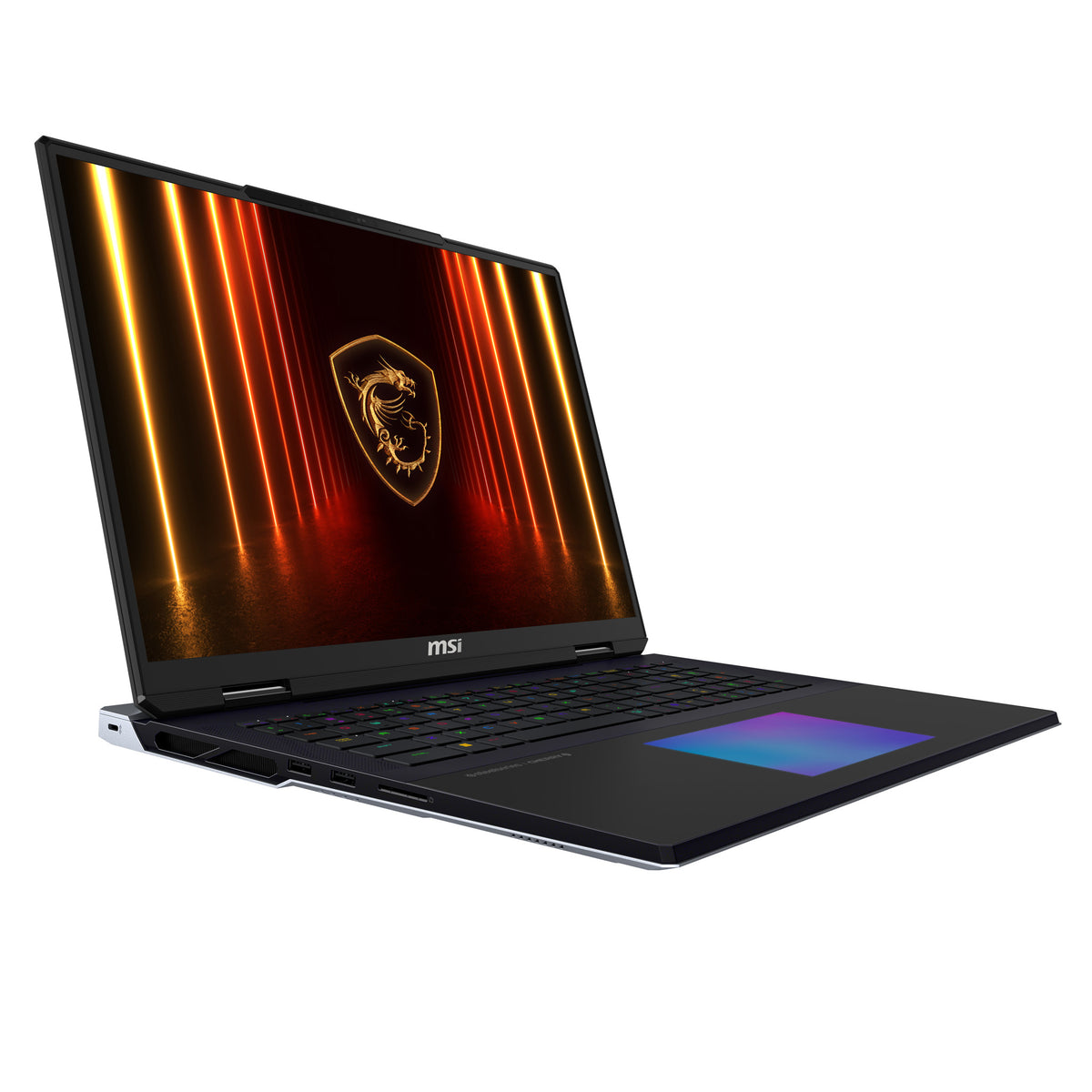 MSI Titan 18 HX AI A2XWIG-073 laptop Intel Core Ultra 9 285HX 45,7 cm (18") UHD+ 64 GB DDR5-SDRAM 6 TB SSD NVIDIA GeForce RTX 5080 Wi-Fi 7 (802.11be) Windows 11 Pro Schwarz