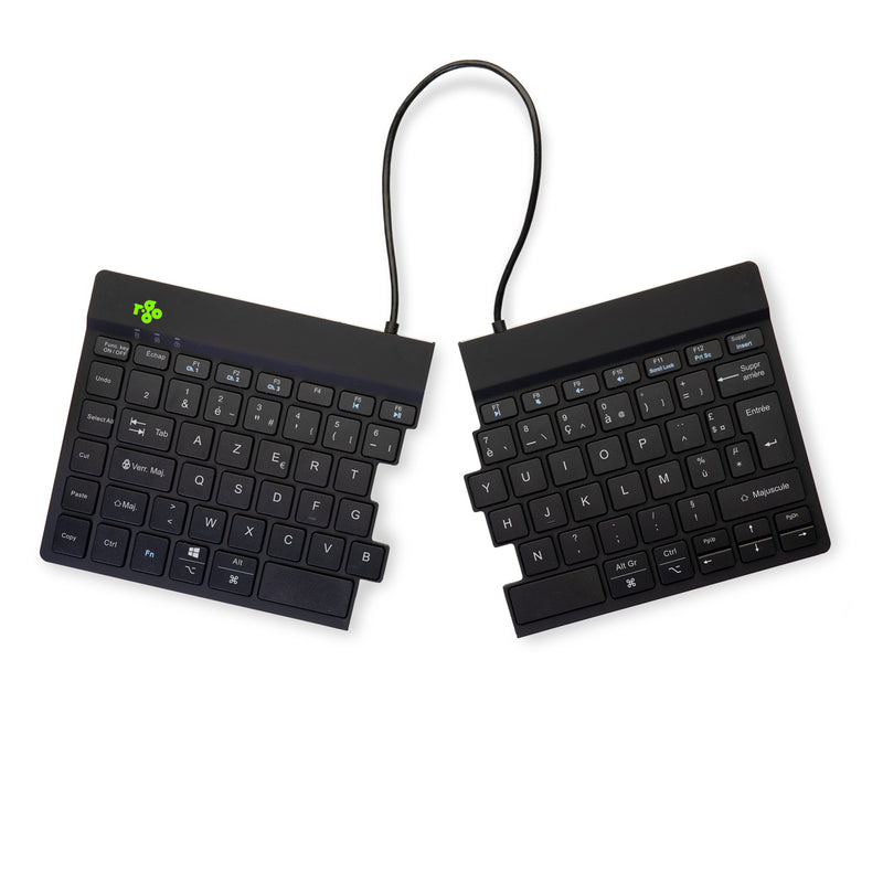 R-Go Tools Ergonomische Tastatur R-Go Split Break mit Pausensoftware, geteilte Tastatur, AZERTY (FR), kabellos, schwarz