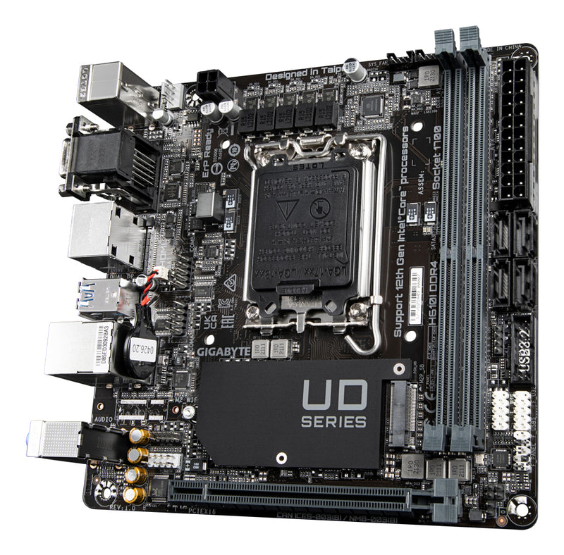 GIGABYTE H610I DDR4 Mainboard - Unterstützt Intel Core Prozessoren 14th CPUs, 4+1+1 Hybrid Digital VRM, up to 3200MHz DDR4, 1xPCIe 3.0 M.2, GbE LAN, USB 3.2 Gen 1