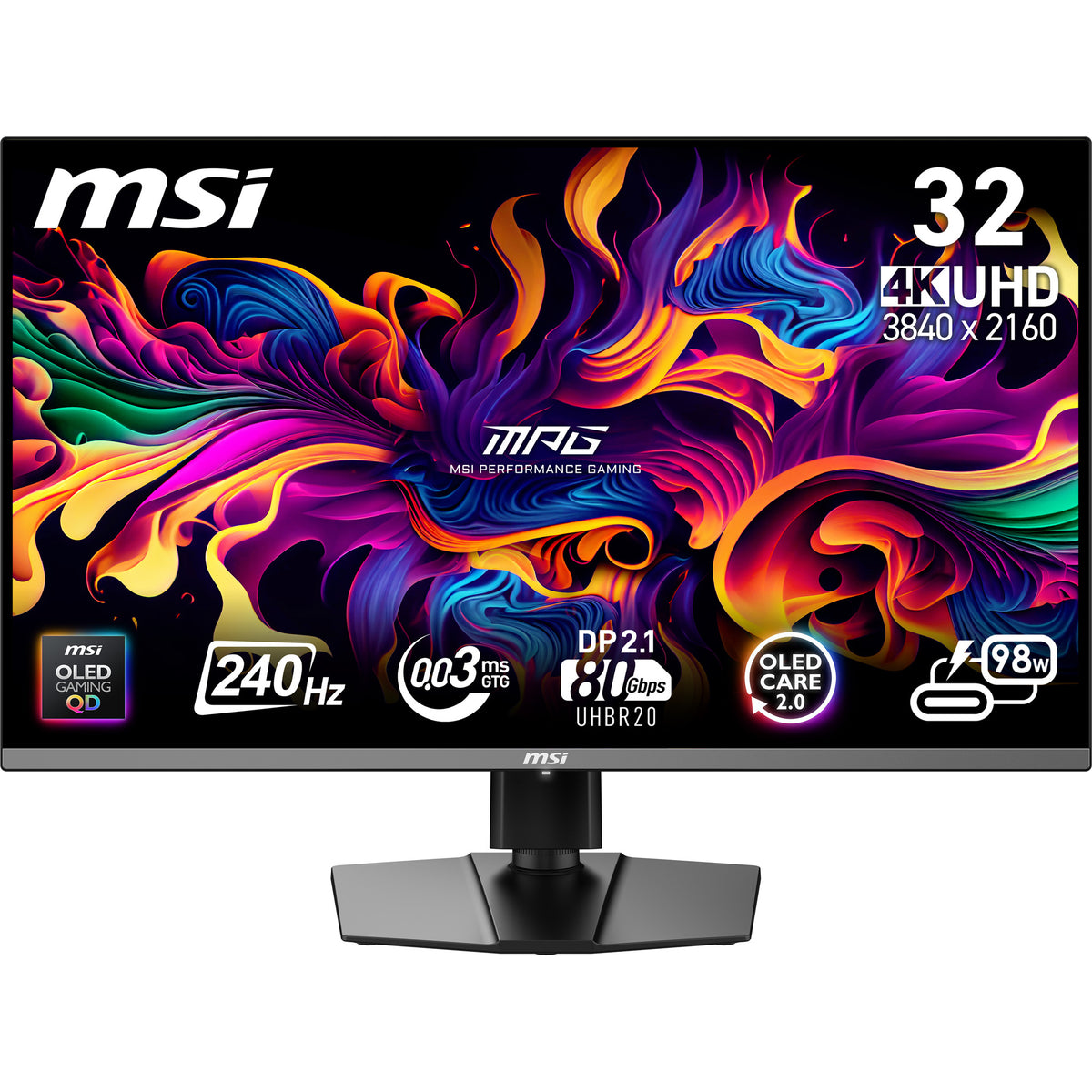 MSI MPG 322URX QD-OLED Computerbildschirm 80 cm (31.5") 3840 x 2160 Pixel 4K Ultra HD Schwarz