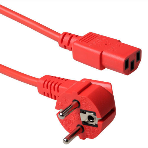 ACT Stromkabel Netzstecker CEE 7/7 Stecker (abgewinkelt) - C13 rot 1,8 m