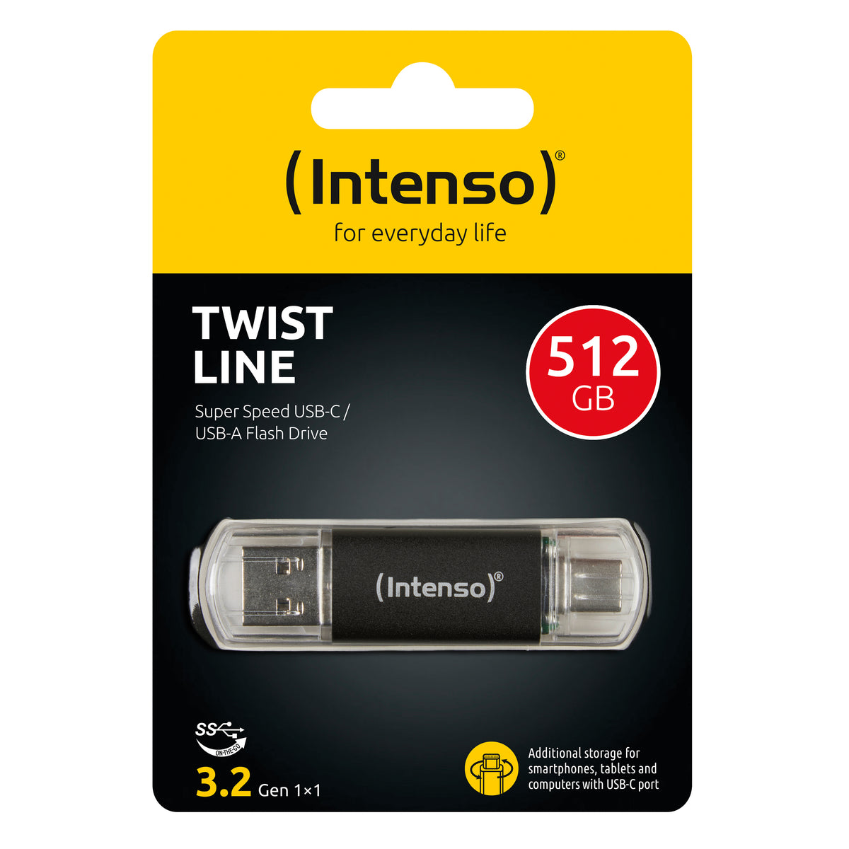 Intenso Twist Line USB-Stick 512 GB USB Type-A / USB Type-C 3.2 Gen 1 (3.1 Gen 1) Anthrazit