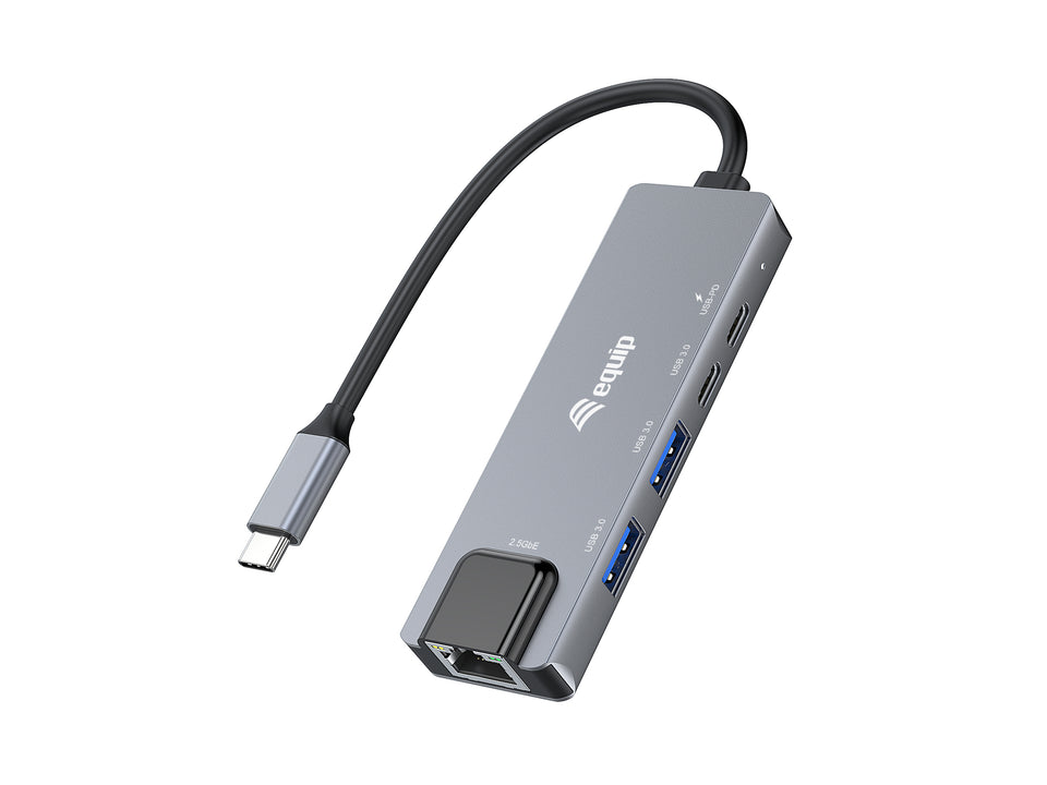 Equip 5-in-1 Multifunction Adapter, 2.5 GbE, USB-A x 2, USB-C x 1, USB-C, 100W USB PD