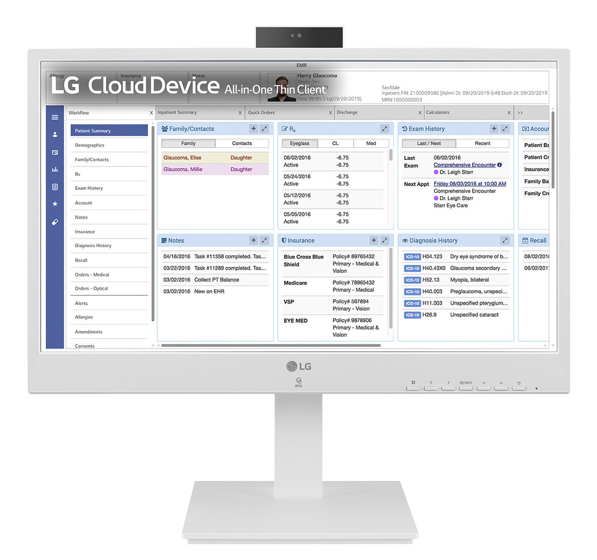 LG 24CR670N-6P Intel® Celeron® N5105 60,5 cm (23.8") 1920 x 1080 Pixel All-in-One thin client 8 GB DDR4-SDRAM 16 GB eMMC Wi-Fi 6 (802.11ax) Weiß
