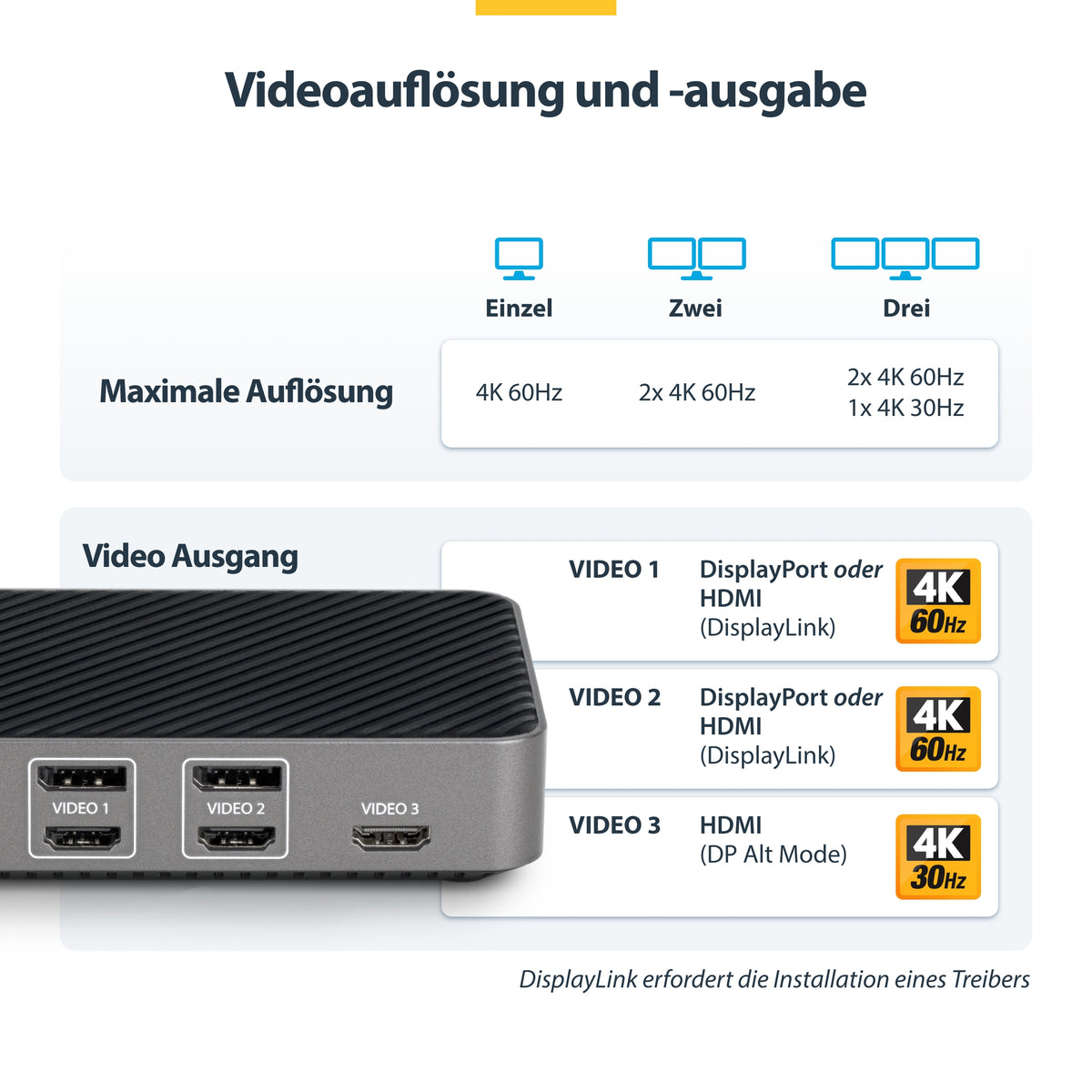 StarTech.com USB-C Drei Monitor Dockingstation - HDMI/DP Dreifach 4K USB C Dock - 5x USB Hub - GbE - 100W PD - Universelle Multi-Monitor Dockingstation - Thunderbolt 3/4 Kompatibel