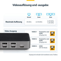 StarTech.com USB-C Drei Monitor Dockingstation - HDMI/DP Dreifach 4K USB C Dock - 5x USB Hub - GbE - 100W PD - Universelle Multi-Monitor Dockingstation - Thunderbolt 3/4 Kompatibel