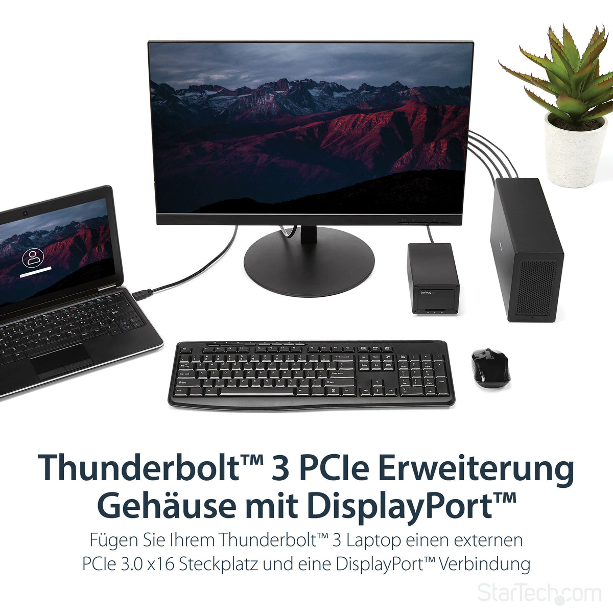 StarTech.com Thunderbolt 3 PCIe Erweiterungsgehäuse, Externes Gehäuse mit einem PCI Express Slot, PCIe Box für Laptops/Desktops/All-In-Ones, 5K/4K Ausgang über TB3/DP Ports, TAA konform