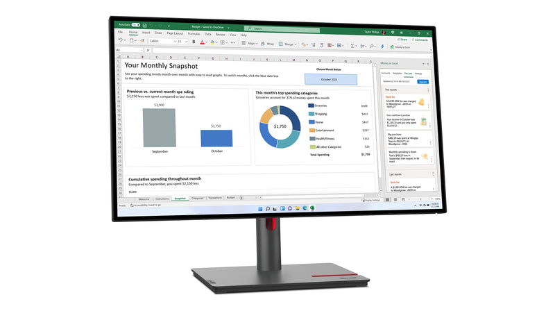 Lenovo ThinkVision P27h-30 Computerbildschirm 68,6 cm (27") 2560 x 1440 Pixel Quad HD LCD Schwarz