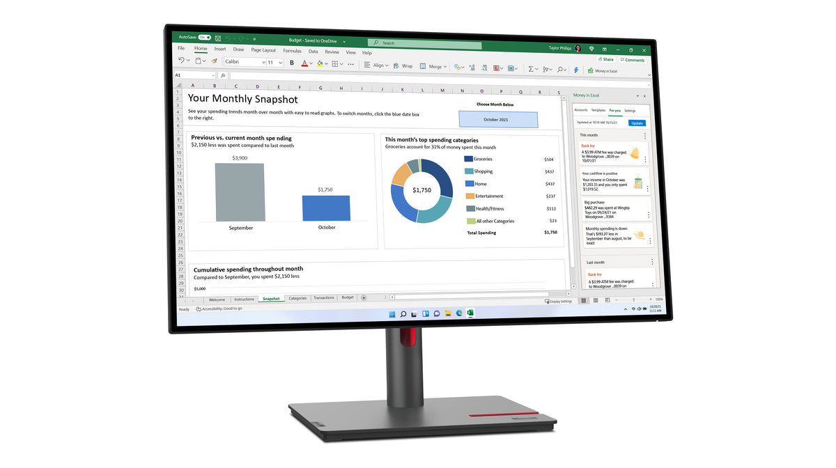 Lenovo 68,6cm /27" (2560x1440) Lenovo ThinkVision P27h-30 4ms DP USB-C Black – Ansicht 5