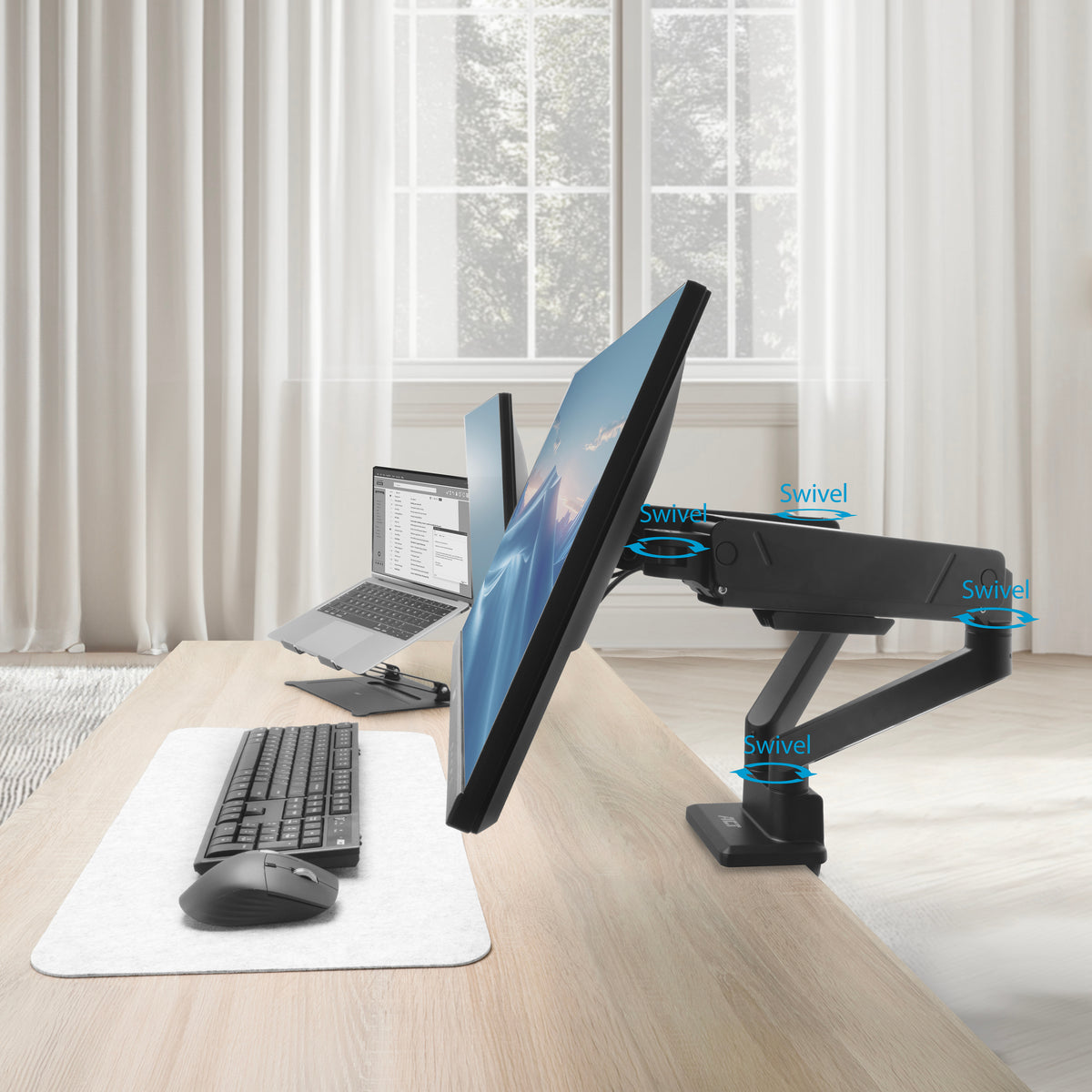 ACT Monitor-Tischhalterung mit Gasdruckfeder, 2 Bildschirme bis zu 32", VESA