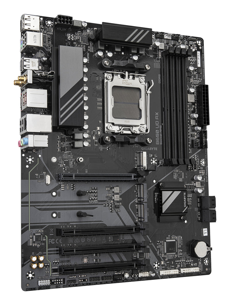 GIGABYTE B650 UD AX Motherboard - Unterstützt AMD Ryzen 9000 Serie CPUs, 6+2+2 Phasen VRM, bis zu 7600MHz DDR5 (OC), 1x PCIe 5.0 + 2x PCIe 4.0 M.2, GbE LAN, Wi-Fi 6, USB 3.2 Gen 2