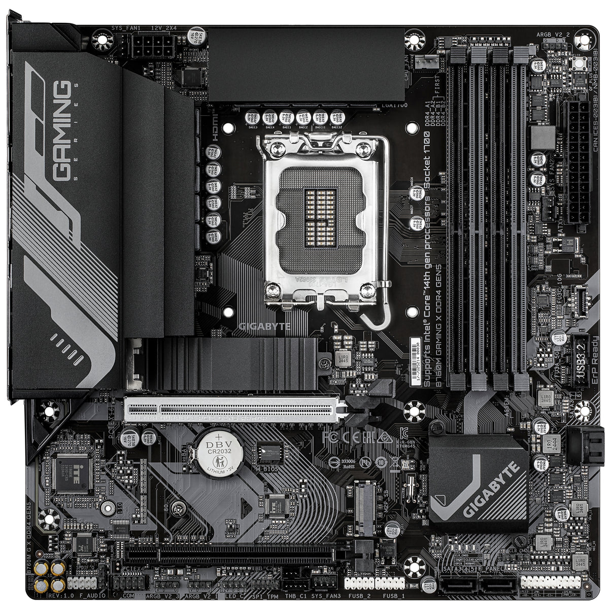 GIGABYTE B760M GAMING X DDR4 GEN5 Mainboard – Unterstützt Intel Core Prozessoren der 14. Generation, 8+1+1 Phasen VRM, bis zu 3200 MHz DDR4, 2 x PCIe 4.0 M.2, 2.5 GbE LAN, USB 3.2 Gen 1