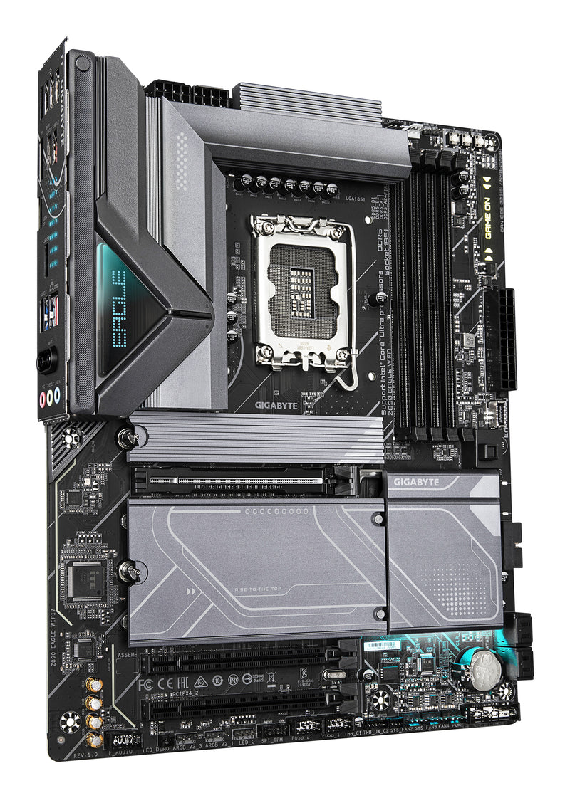 GIGABYTE Z890 EAGLE WIFI7 Mainboard - Unterstützt Intel Core Ultra (Serie 2) CPUs, 14+1+2 Phasen VRM, bis zu 8800MHz DDR5 (OC), 1xPCIe 5.0 + 3xPCIe 4.0, Wi-Fi 7, 2.5GbE LAN, USB 4