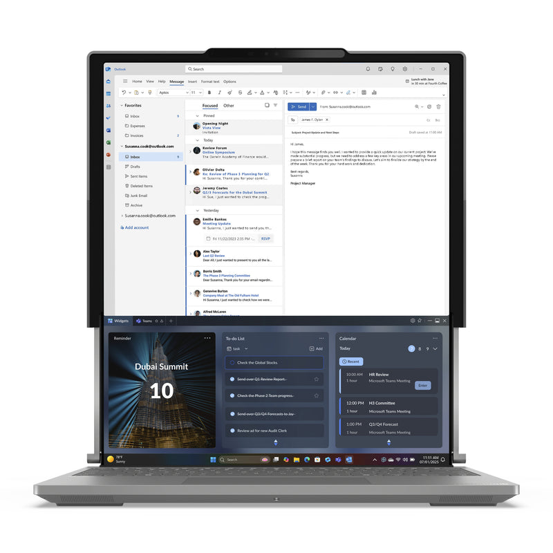 Lenovo ThinkBook Plus G6 Rollable Copilot+ PC Intel Core Ultra 7 258V Laptop 42,4 cm (16.7") 32 GB LPDDR5x-SDRAM 1 TB SSD Wi-Fi 7 (802.11be) Windows 11 Pro Schweiz Grau