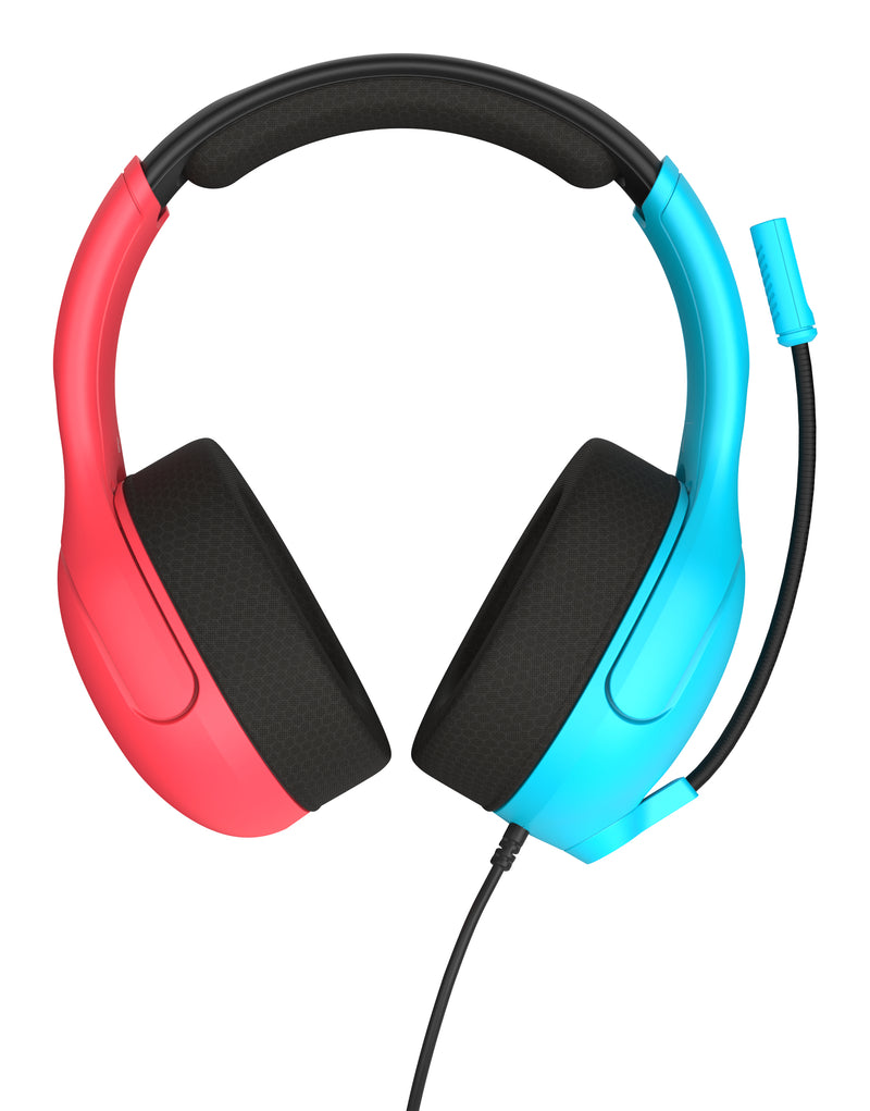 Turtle Beach Airlite Fit Neon Blau und Rot Wired Gaming Headset Offiziell Lizenziert für Nintendo Switch, Lite und OLED – Flip-to-Mute Mic, Over-Ear Premium Komfort