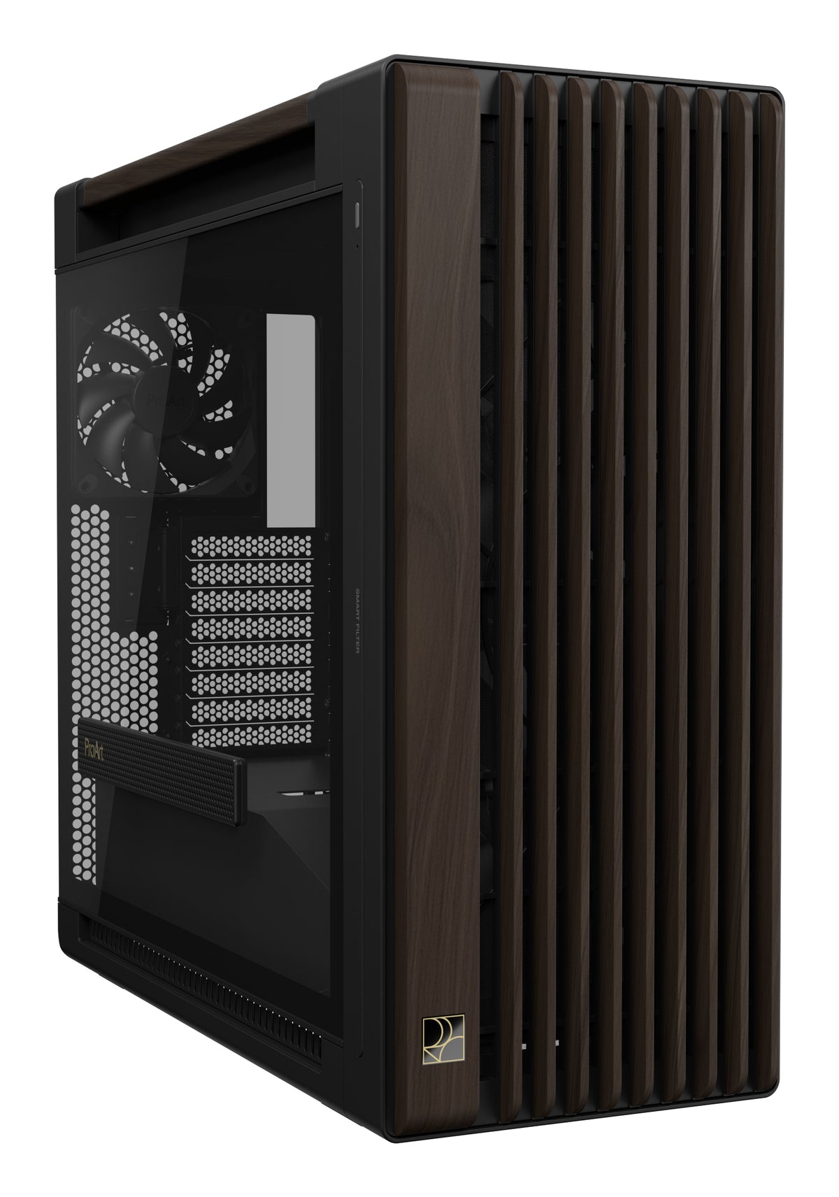 ASUS ProArt PA602 Wood Edition Modern Black - Tempered Glass Panel Midi Tower Schwarz, Holz