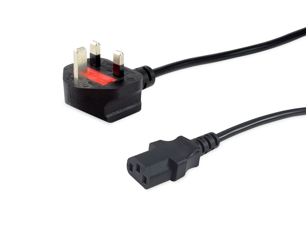 Equip UK Stromkabel, C13 zu BS1363, 3m, Schwarz, 10A Sicherung