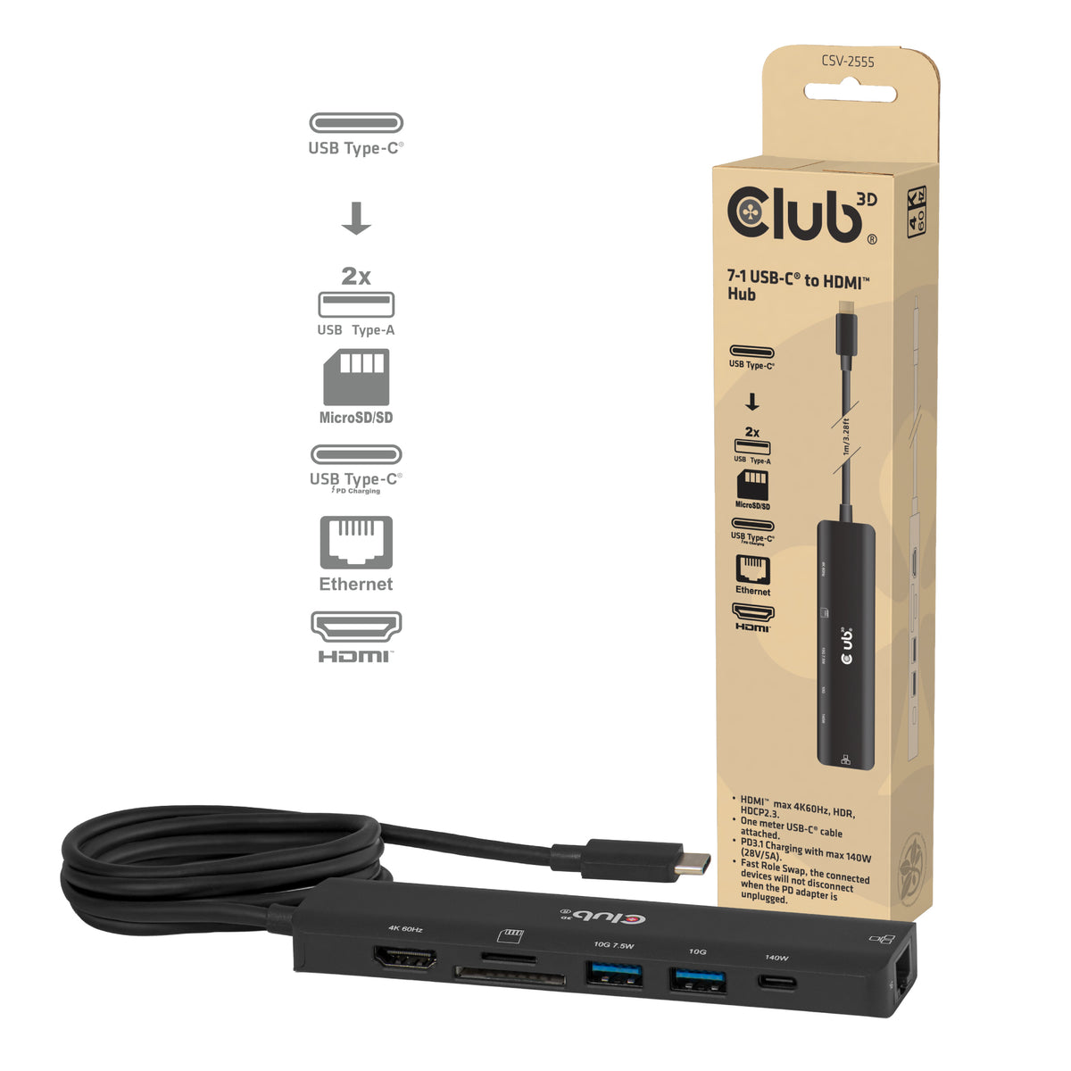 CLUB3D 7-1 USB-C® zu HDMI-Hub™