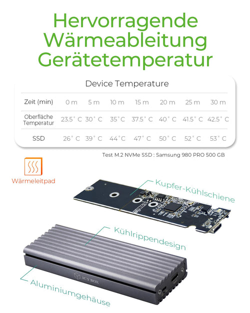 ICY BOX Externes USB-C 3.1 Gehäuse für M.2 NVMe SSD Aluminium