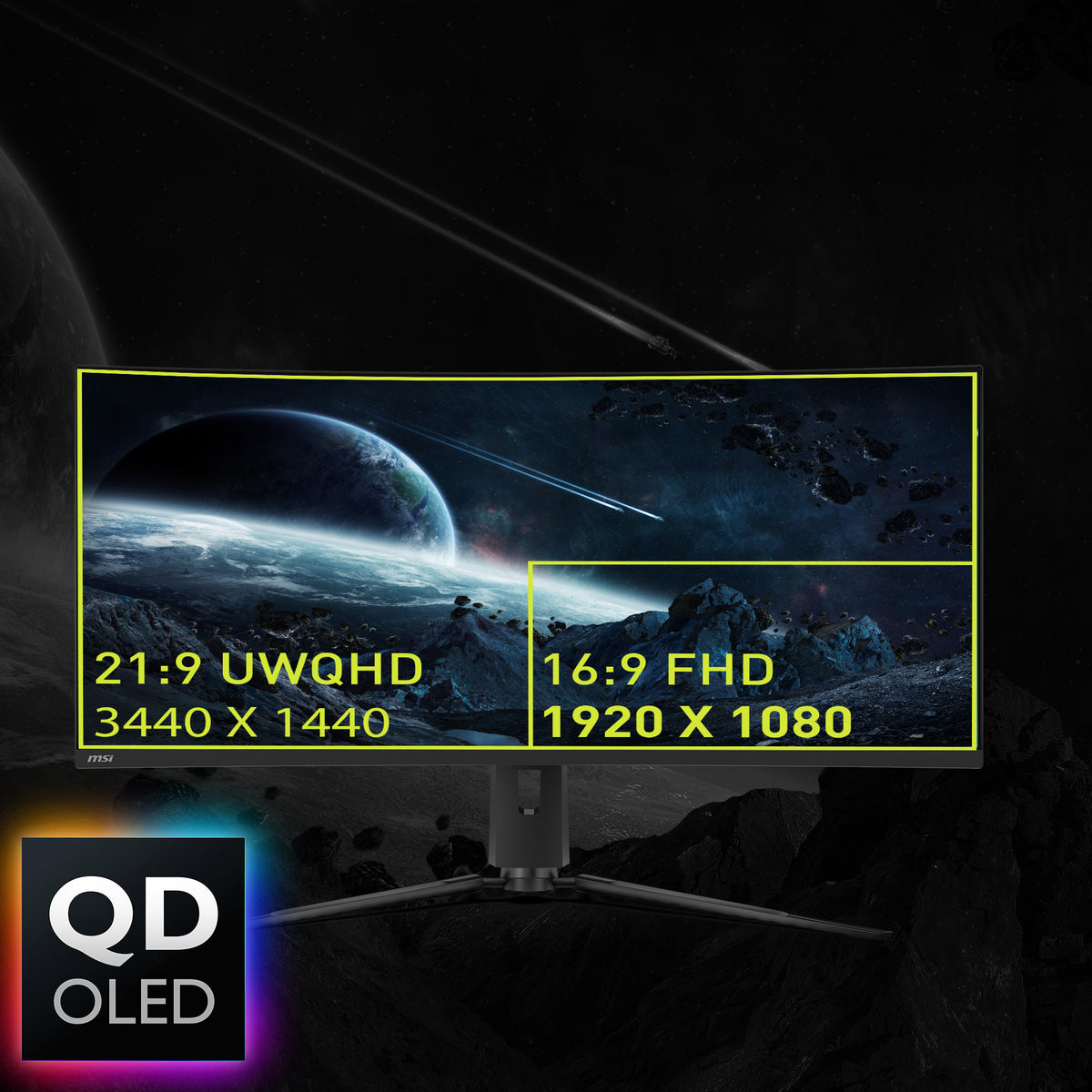 MSI MAG 341CQPDE QD-OLED Computerbildschirm 86,4 cm (34") 3440 x 1440 Pixel UltraWide Quad HD Schwarz