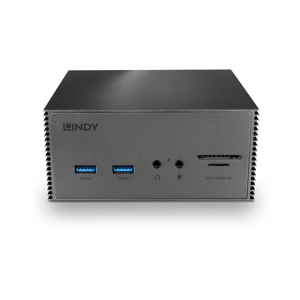 Lindy 43378 laptop-dockingstation & portreplikator Kabelgebunden USB 3.2 Gen 2 (3.1 Gen 2) Type-C Grau