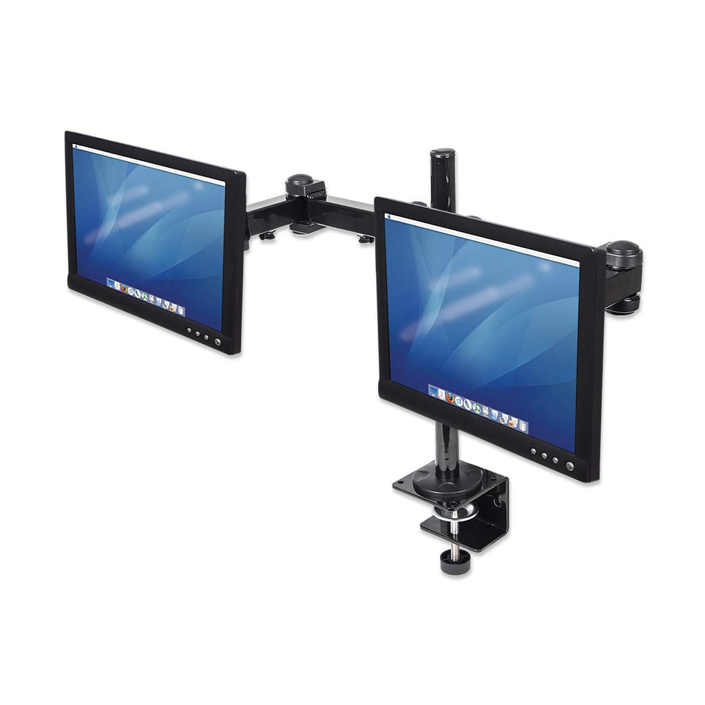 Manhattan Tischhalterung mit Monitorarm für zwei Displays, Für zwei Displays bis zu 24" und bis zu 6 kg, zweifach schwenkbar