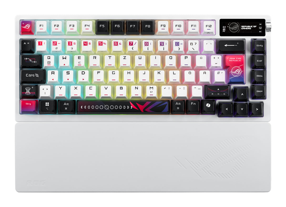 ASUS ROG Azoth X Tastatur Gaming USB + RF Wireless + Bluetooth QWERTZ Weiß