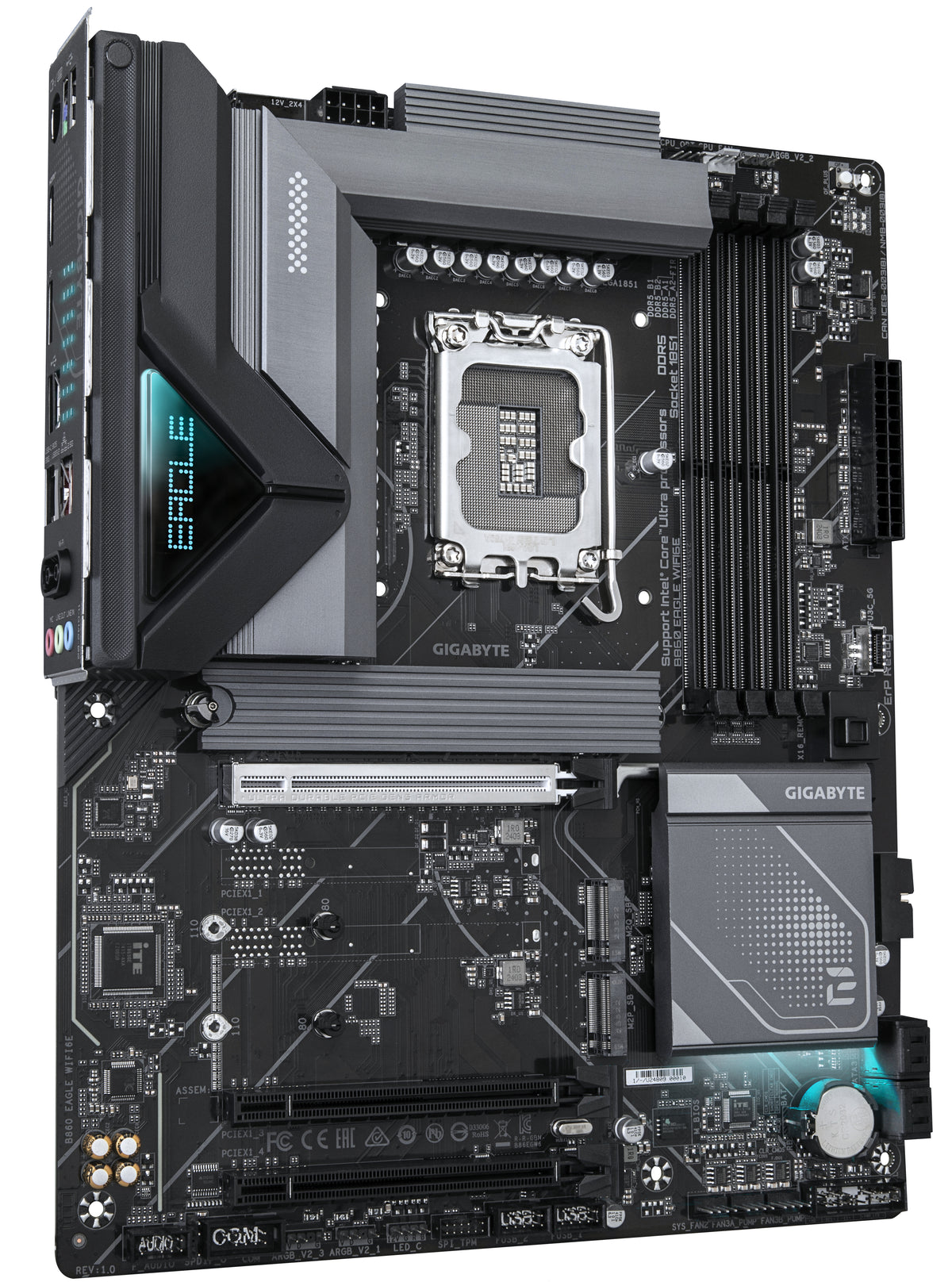 GIGABYTE B860 EAGLE WIFI6E Mainboard - Intel Core Ultra CPUs, 12+1+2+1 Phasen VRM, bis zu 9066MHz DDR5, 1xPCIe 5.0 + 2xPCIe 4.0 M.2, 2,5 GbE LAN, WIFI 6E, USB 3.2 Gen 2x2