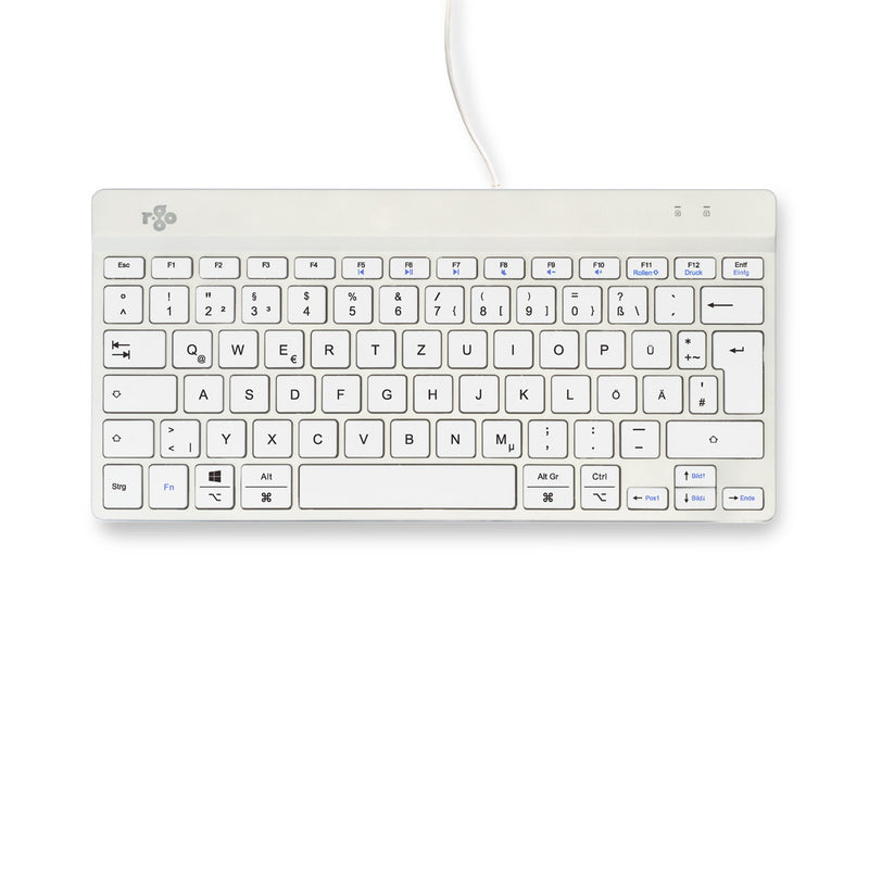 R-Go Tools Ergonomische Tastatur R-Go Compact Break, kompakte Tastatur mit Pausensoftware, QWERTZ (DE), Kabelgebunden, Weiß
