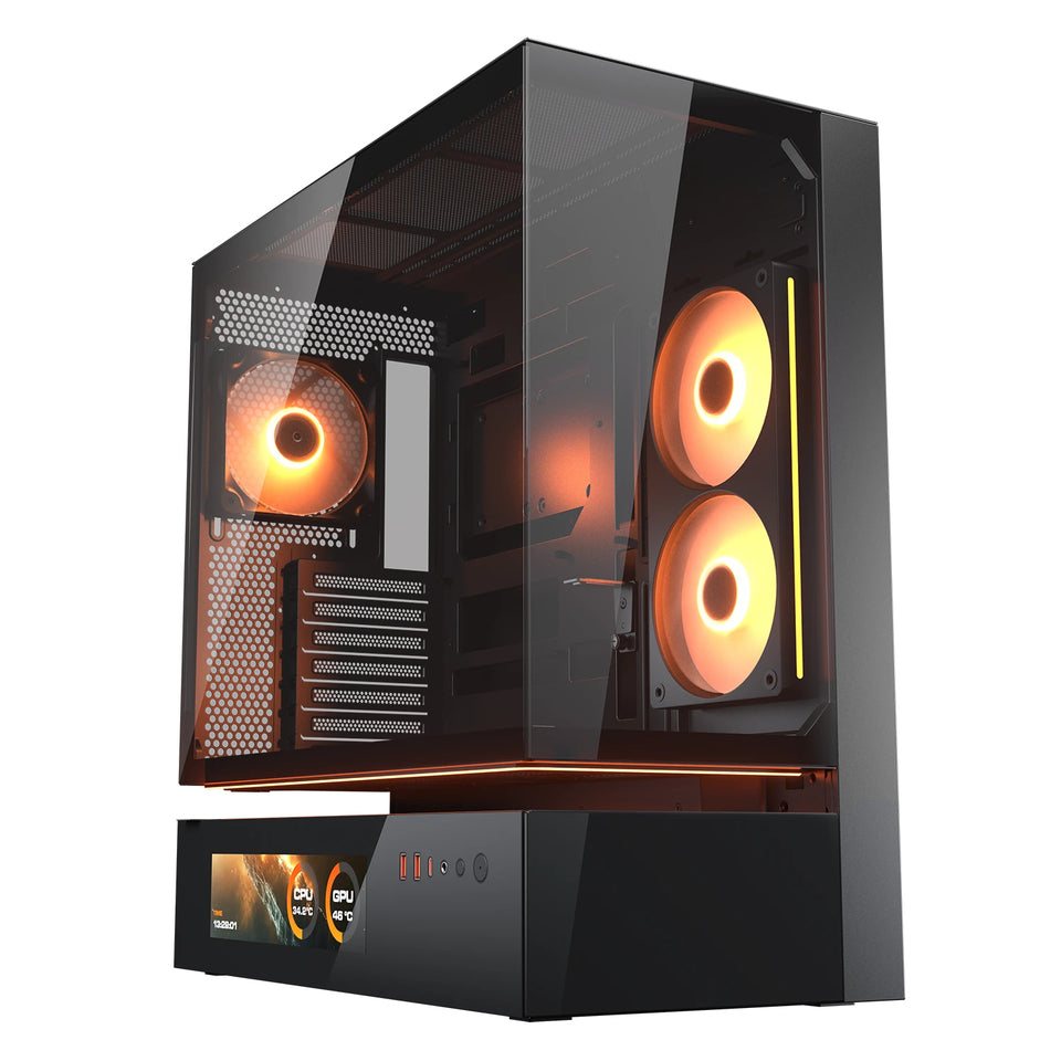 Case Midi-Tower COUGAR, CFV235 Vision, ARGB, display LCD, vetro, nero