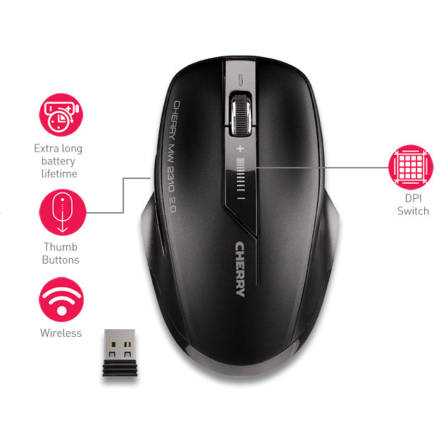 CHERRY MW 2310 2.0 Kabellose Maus, Schwarz, USB