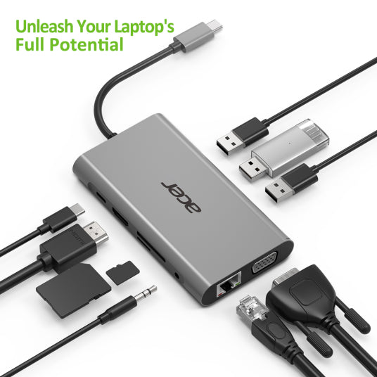 Acer HP.DSCAB.002 laptop-dockingstation & portreplikator USB 3.2 Gen 1 (3.1 Gen 1) Type-C Silber